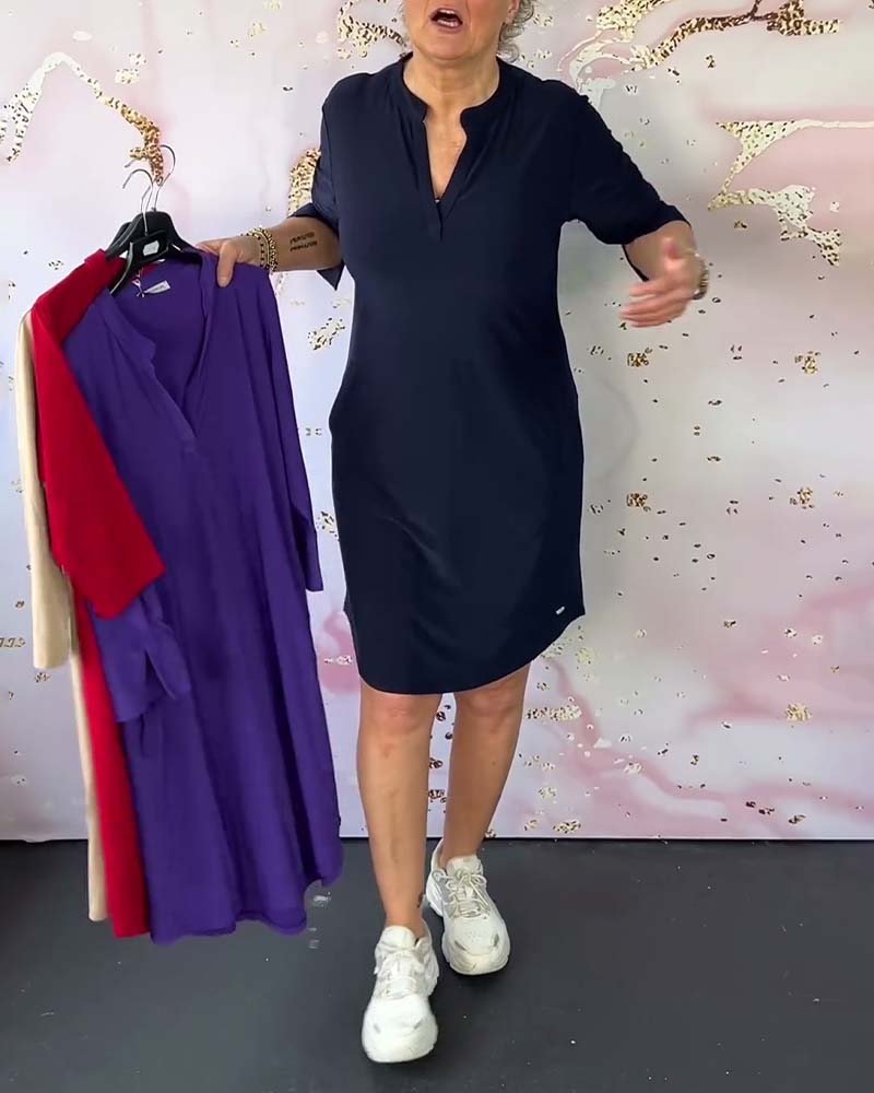 Maplewood™ | Chic Everyday V-Neck Casual Dress