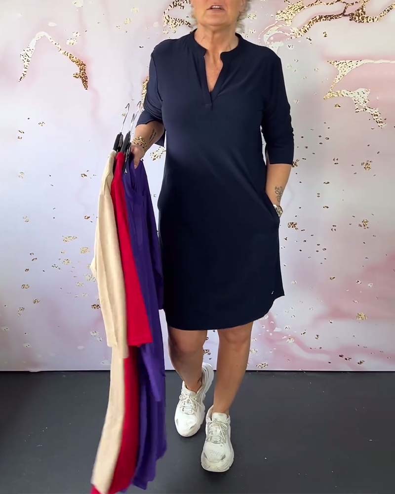 Maplewood™ | Chic Everyday V-Neck Casual Dress