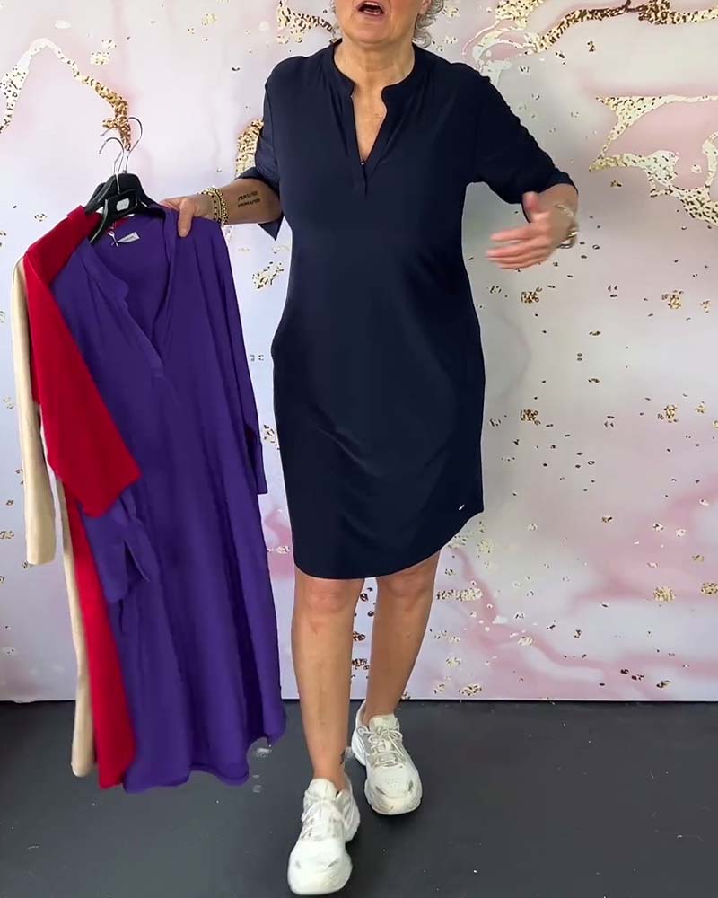 Maplewood™ | Chic Everyday V-Neck Casual Dress