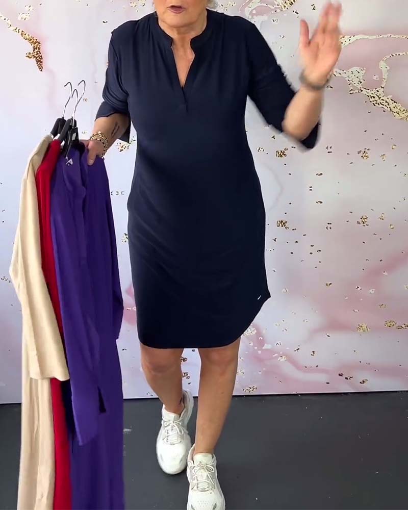 Maplewood™ | Chic Everyday V-Neck Casual Dress