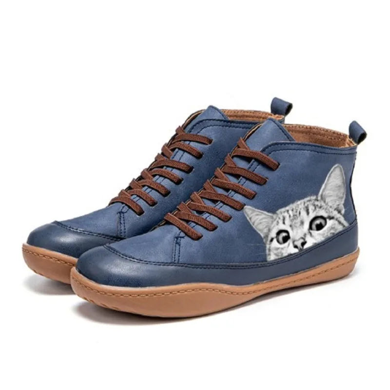 Hollinger™ | Cat Lover’s Genuine Leather Ankle Boots
